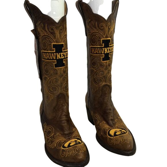 Gameday Boots Womens Western Boots NCAA Iowa Hawkeyes Leather Brown Size 7B - Picture 1 of 10